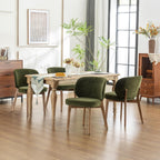 YOUNIKE Dining Chair with High Back Set of 8 Mid Century Modern Kitchen Chair Boucle Fabric Upholstered Armless Accent Chair 20" Wide Padded Seat with Wooden Legs for Living Room Bedroom Olive Green