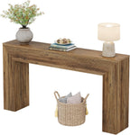 Tribesigns 63" Console Table, Rustic Fluted Long Sofa Table Behind Couch for Entryway, Living Room, Hallway, Foyer, Brown