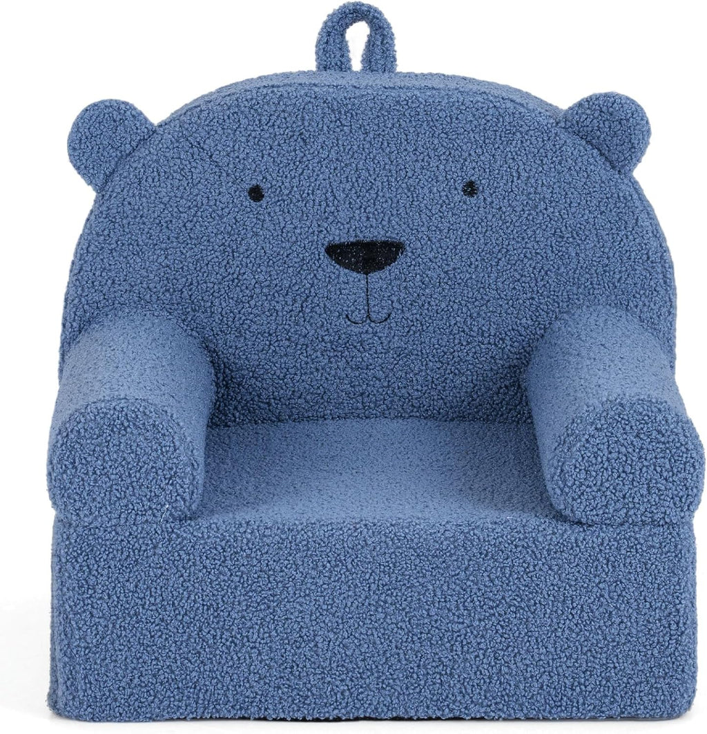 Costzon Kids Sofa, Comfy Bear Toddler Foam Couch with Soft Fleece Fabric Cover, Kids Furniture for Playroom, Children Reading Armchair for Boys & Girls Aged 3+ (["Teddy Fleece],Blue)