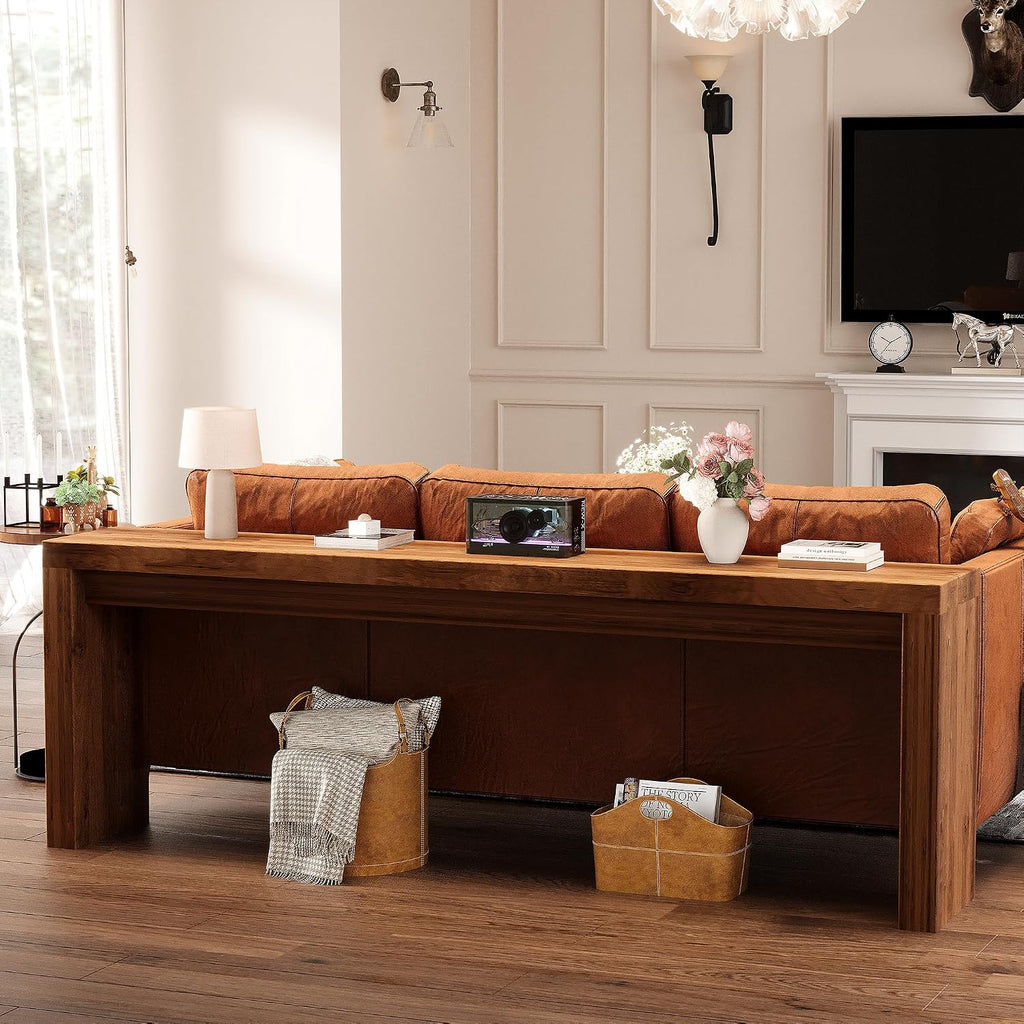 70 Inch Long Entryway Table, Narrow Console Table for Foyer Hallway Living Room, 11.8'' Wide Table with Sturdy Structure, 31.5" Tall Sofa Table for Entry Way Decor & Storage, Burly Wood