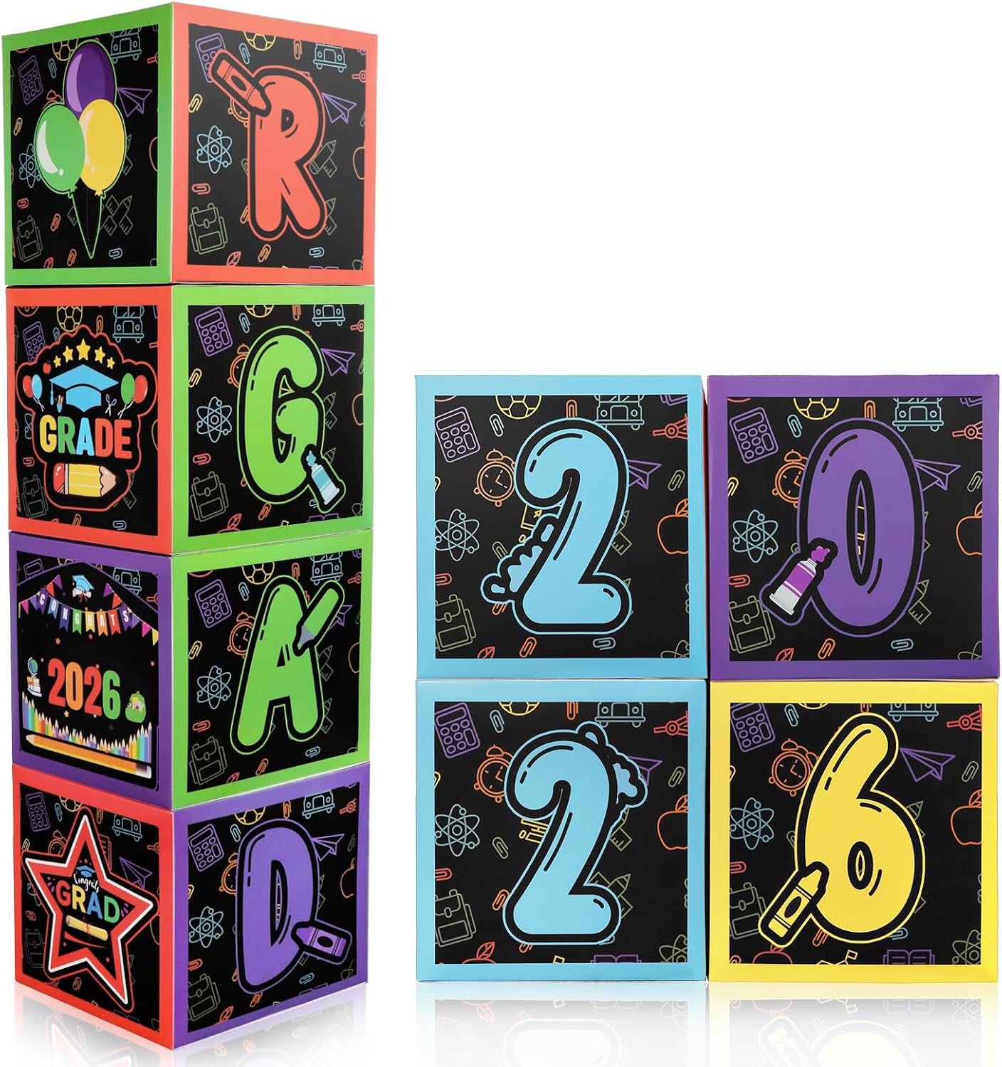 4 Pcs 2026 Preschool Balloon Boxes Kindergarten Graduation Decorations Memorable Grad Party Supplies for for Pre K Congrats Indoor Outdoor Congrats Grad Home Door Decor