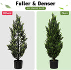 Set of 2 Artificial Topiary Pine Trees 3FT, Dense Faux Cedar Plants with Heavy Weighted Base, UV Resistant Outdoor Fake Trees for Front Door, Porch, Entryway & Indoor Home Decor