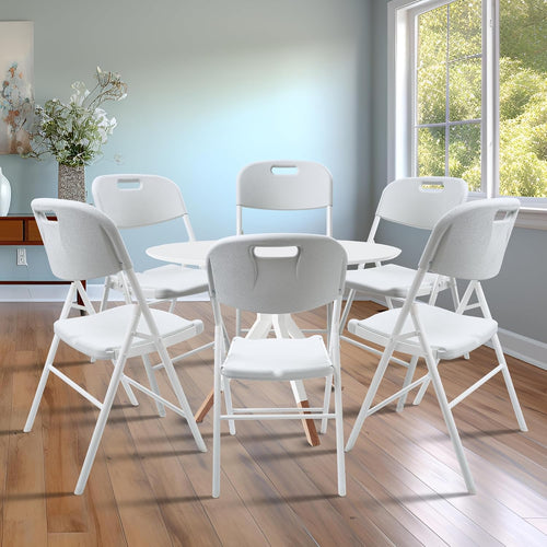 10 Pack Folding Chair, 600 lb Weight Capacity,Indoor/Outdoor Heavy Duty Foldable Chairs for Restaurants, Kitchens, Picnics, Races, Parties & Weddings. (10, White)