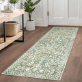 Vintage Washable Runner Rug 2x6, Sage Green Beige Runners for hallways, Super Soft Kitchen Runner Rug Non Slip, Printed Faux Wool Floral Thin Carpet Runner for Entryway Laundry Room Bedroom