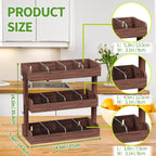 3 Tier Tea Bag Organizer Wall Mounted, Wooden Tea Box Organizer for Cabinet | Tea Bag Holder with Partitions and 4 Hooks, Tea Rack for Office, Kitchen, Cabinet, Pantry, Tea Organizers and Storage