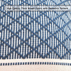 Decorative Boho Lumbar Pillow Covers with Tassels Navy Blue Off White, 12x20 inch -Set of 2 / Small Rectangle Cushion Covers for Couch Sofa/ Farmhouse Woven Pillow Cases/ Accent Chair Pillow Covers