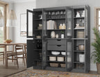 Palace Imports 100% Solid Wood 65"" Pantry China Cabinet with Raised Panel, Frosted Glass Doors, 2-Drawers and Adjustable Shelves