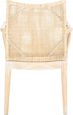 SAFAVIEH Home Collection - Gianni Natural & White Wash Solid Wood Rattan Arm Chair, Tropical Coastal Accent Seating for Living Room or Dining Space (SEA4011B)