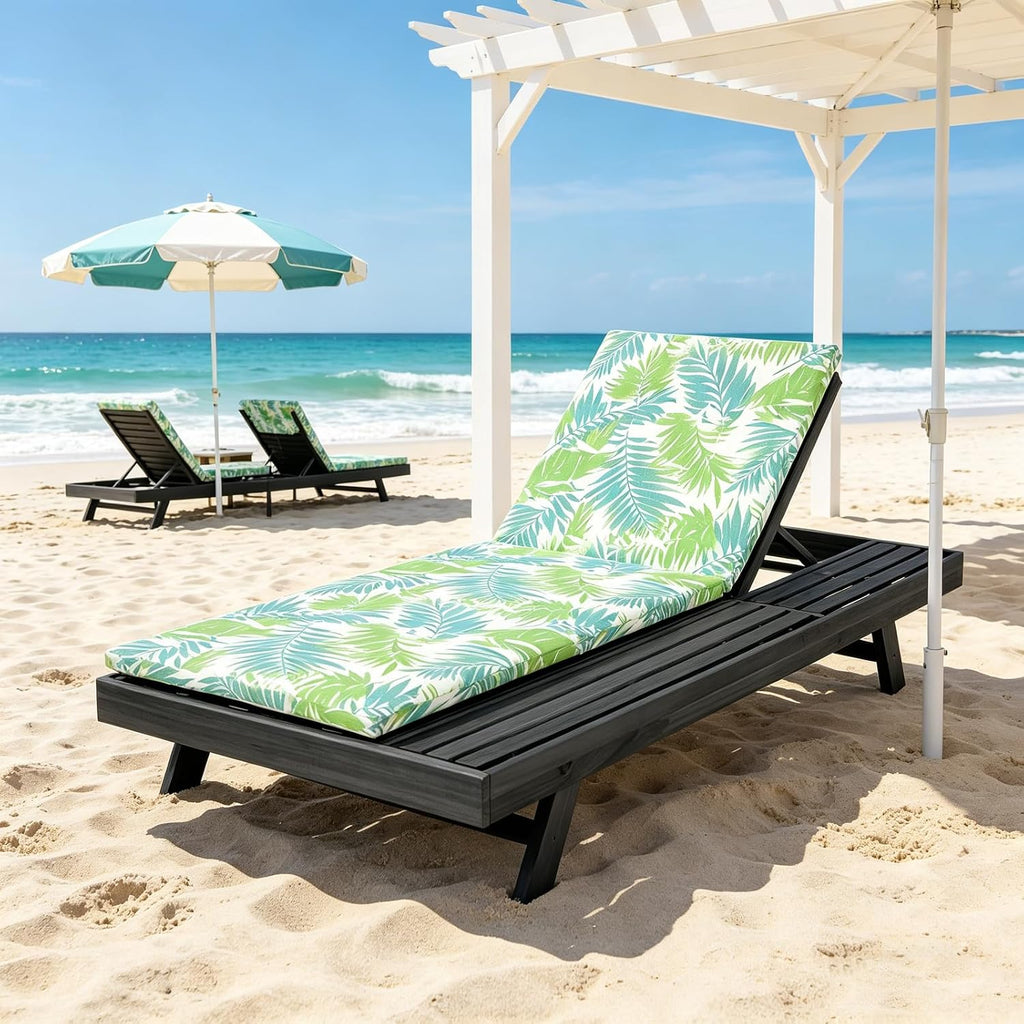 Lounge Chairs for Poolside- Adjustable Outdoor Chaise Lounge Chair with Cushion, Acacia Timber Patio Sun Lounger, Poolside Reclining Lounge Chair(Size:Green,Color:A)