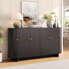 ONBRILL 63 Inch Sideboard Buffet Cabinet, Modern Oval Cabinets with Doors, Large Buffet Cabinets with Storage, Console Credenza w/Adjustable Shelves for Living Room, Kitchen, Entryway, Black
