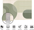 Large Area Rug 5x7 Boho Rug Living Room Bohemian Rugs Machine Washable Modern Geometric Rug Non Slip Printed Low Pile Indoor Floor Carpet for Dining Room Bedroom Office,Green