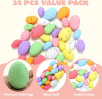 JOYIN 32Pcs Easter Foam Eggs, Pastel Speckled Assorted Easter Eggs for Indoor Table Centerpiece Decoration, Party Favor, Bowl Fillers Wreath Garland