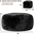 5FT Bean Bag Chairs for Adults with Ottoman, Big Beanbag Chairs with Filler Memory Foam & Machine Washable Cover, Suitable for Bedrooms, Living Rooms, Leisure Reading Black