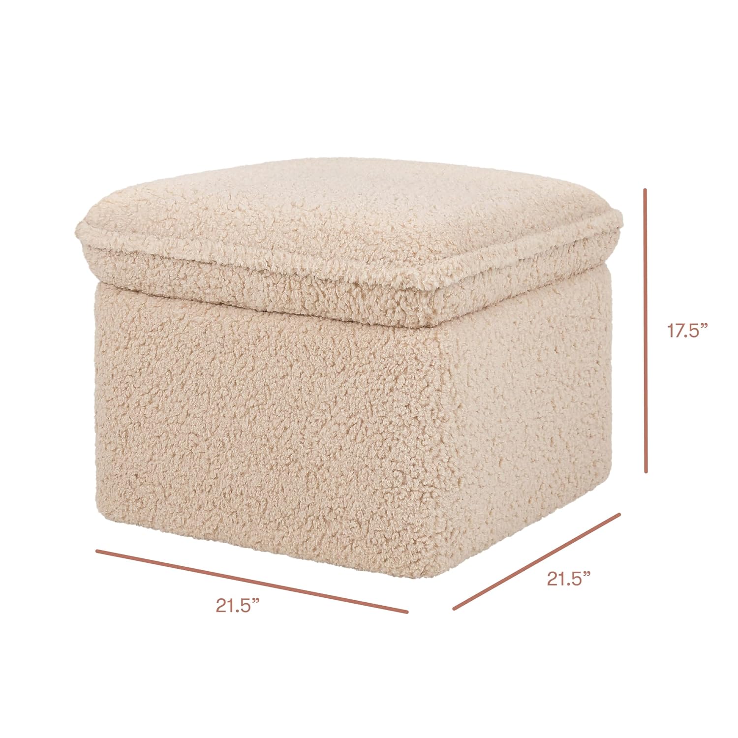 Babyletto Cali Storage Ottoman in Chai Shearling, Greenguard Gold Certified