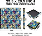 LIHAO Repotting Mat for Indoor Plants, 29.5 x 29.5 Inch Waterproof Oxford Potting Tray with Mess Control, Foldable Transplanting Tarp Gardening Gifts