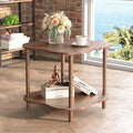 Wood End Side Table with Storage Shelf, 2-Tier Flower Shaped Coffee Table for Living Room, Walnut Sofa Tables, Modern Accent Side Tables for Couch, Farmhouse Nightstand for Bedroom, Small Spaces
