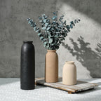 Ceramic Vase Set of 3, Small Flower Rustic Vase Home Decor Neutral Modern Farmhouse Boho Pampas Pottery Vases Decorative Centerpiece for Table Mantel Shelf Living Room Kitchen Bathroom
