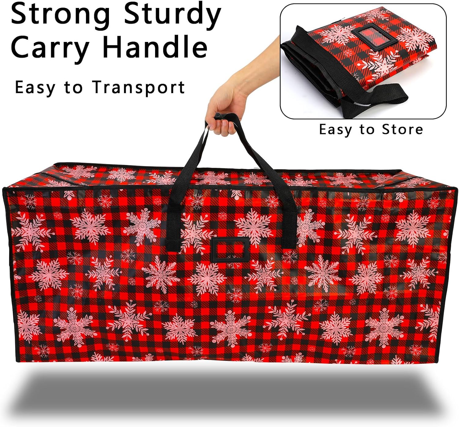 Plastic Waterproof Christmas Tree Bag - Large Storage Box with Reinforced Handles and Dual Zippers for 9ft Artificial Holiday Trees