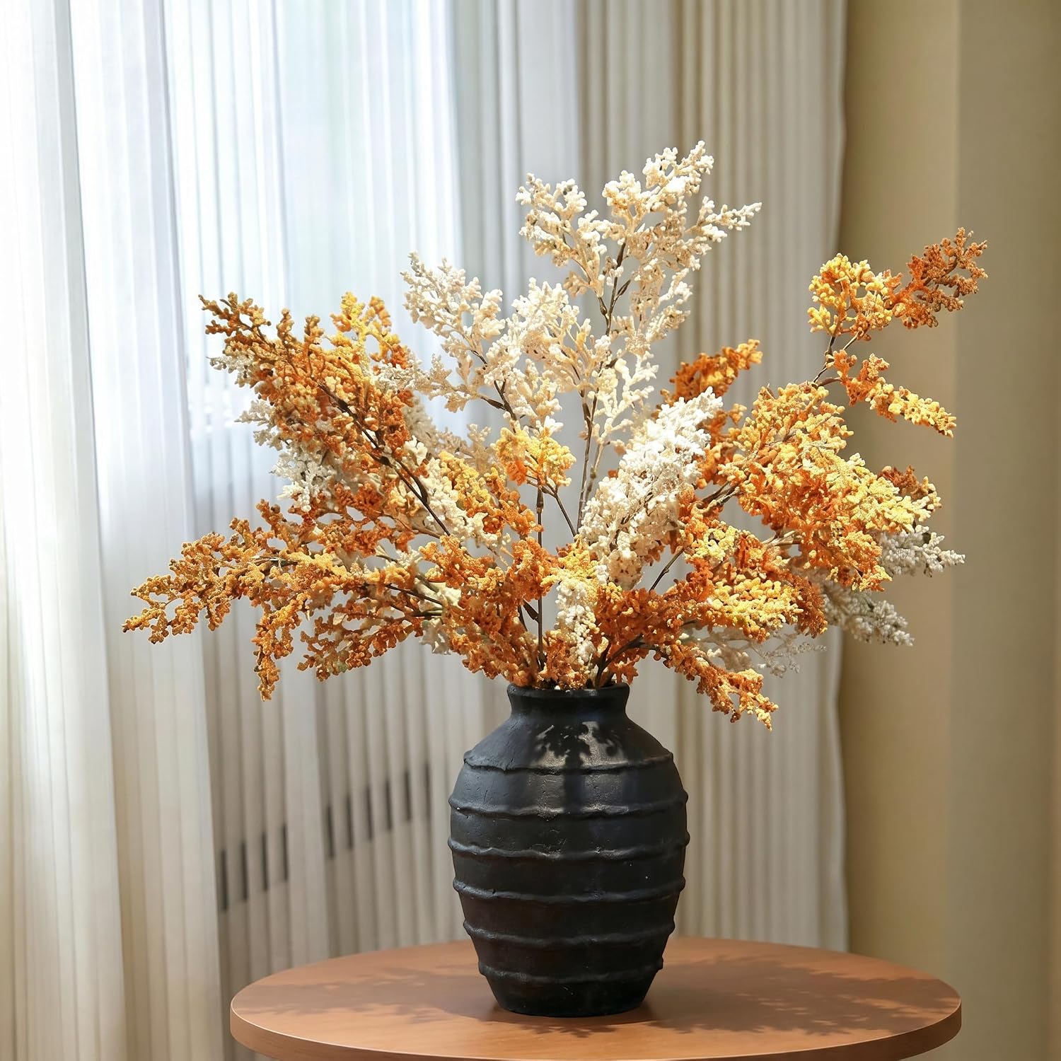 Kokrose Terracotta Vase, Black Vases Home Decor for Centerpieces, Large Vintage Rustic Flower Vase for Home Decor, Pottery Ceramic Vases, 11.2 Inch Table Top Fireplace Mantel Decor