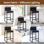 FIRAVOE Bar Stools Set of 4, PU Leather Counter Height Barstools with Low Back and Thickened Metal Legs, 26 Inch Modern Island Chairs for Kitchen Island, Bar, Counter (Black, 4Pcs 26" Counter Stools)