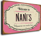 Welcome to Nani’s Sign – Vintage Kitchen Wall Plaque – Durable Aluminium Composite – UV-Protected Fade-Resistant Print – Indoor/Outdoor Home Décor Gift for Nani