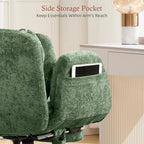 Criss Cross Office Chair with Foot Rest, 5 Gears Adjustable Armrests, Cross Legged Desk Chair with Flip Lumbar Pillow, Built-in Airbag, Wide Seat Chairs for Home Office Makeup Meditation, Light Green