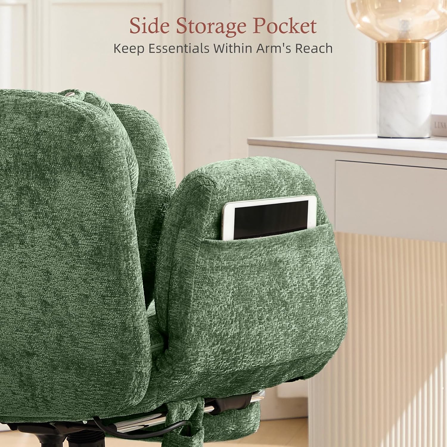 Criss Cross Office Chair with Foot Rest, 5 Gears Adjustable Armrests, Cross Legged Desk Chair with Flip Lumbar Pillow, Built-in Airbag, Wide Seat Chairs for Home Office Makeup Meditation, Light Green