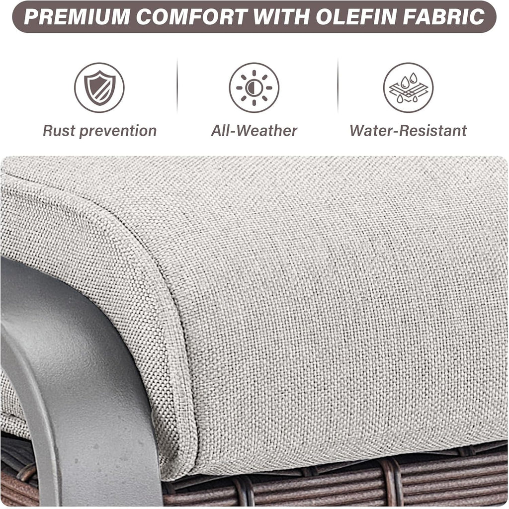 Belord Outdoor Ottomans for Patio - 250 LBS Weight Capacity PE Wicker Foot Rest Ottoman Set of 2 with Metal Frame Multipurpose Outdoor Foot Stool for Porch Balcony Backyard Brown