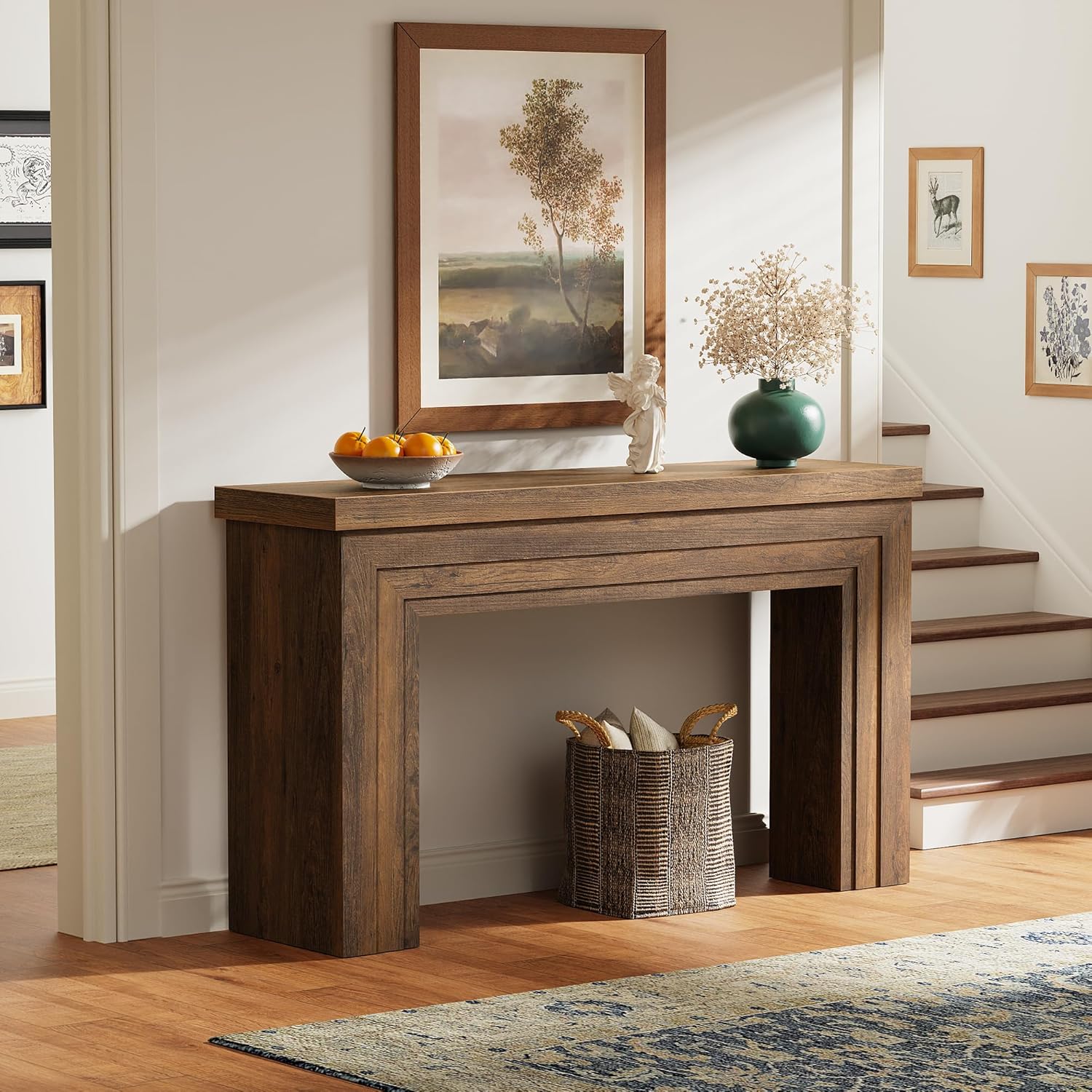 Huuger 54 Inch Entryway Table, Retangular Console Table, Farmhouse Sofa Table Behind the Couch, Long for Entrance, Hallway, Foyer, Living Room, Rustic Brown
