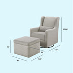 Carter's by DaVinci Adrian Swivel Glider with Storage Ottoman Performance Grey Linen, Water Repellent and Stain Resistant Fabric, Greenguard Gold & CertiPUR-US Certified