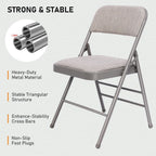 SEALAMB 4 Pack Folding Chairs with Comfort Seat, Heavy Duty Metal Frame Portable Stackable Chairs for Wedding Party Office School Church Events, Indoor Outdoor Use, 350 lb Capacity, Grey