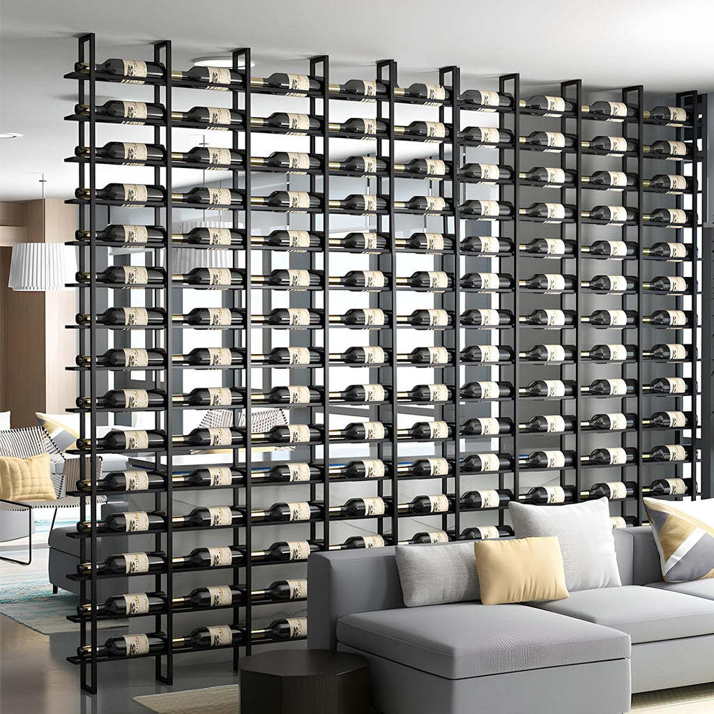 Large Wall Mount Wine Rack, 16 Tier 48 Bottle Wine Storage Organizer Display Holder, Metal Liquor Display for Wine Cellars, Home Bars, Kitchens, and Dining Rooms