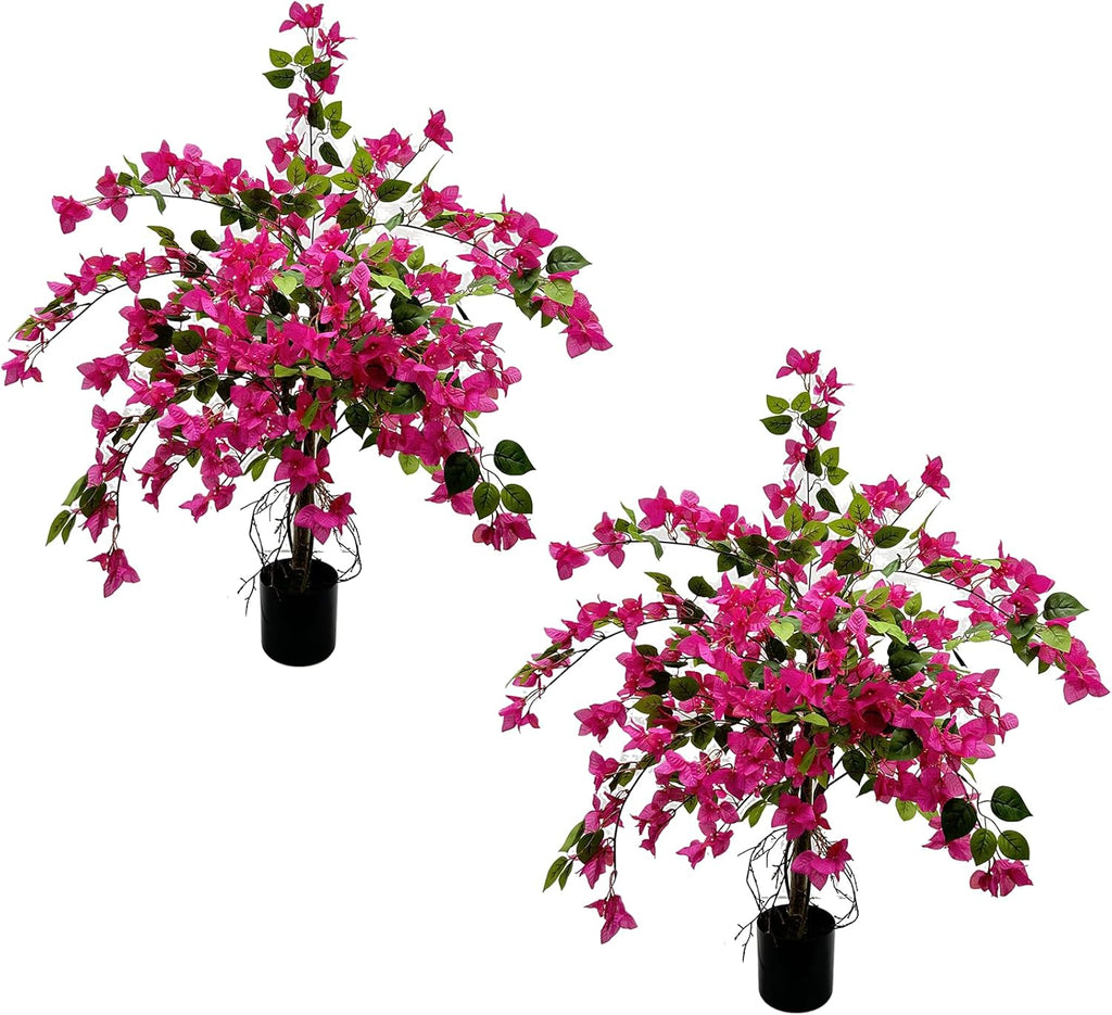 3FT Artificial Bougainvillea Tree – Realistic Faux Bougainvillea Tree with Pink Silk Flowers, Lifelike Artificial Flowering Plant in Pot for Indoor Outdoor Home, Living Room, Porch, Patio Decor