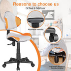 JJS Home Office Low Back Computer Executive Chair, Ergonomic Mesh Chair with Extra Large Base and Pads, Grey/Orange