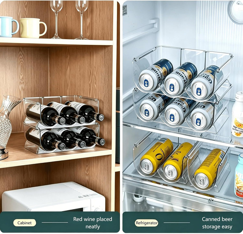 Transparent Wine Rack Stackable Bottle Holder for Refrigerator Beverage Storage and Organization at Home (2 Link)