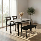 43" Dining Table Set for 4, Space Saving Kitchen Table with Upholstered Bench and 2 Chairs, Small Dining Table Set for 4, Modern Farmhouse Dinette Set for Small Dining Room, Gray