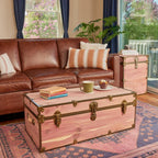Rhino Trunk & Case Knotty Cedar Chest with Antique Brass Hardware – 32"x18"x14" Large Storage Box, Coffee Table, End of Bed Trunk or Entryway Storage Bench Furniture – USA-Made, Heirloom Aesthetic
