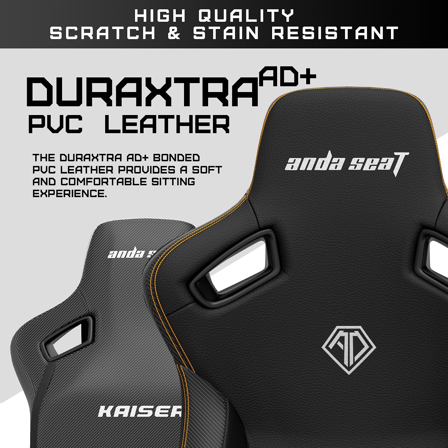 Anda Seat Kaiser 3 XL Gaming Chairs for Adults - Ergonomic Black PVC Leather Gaming Chair with Lumbar Support, Comfortable Office Seat with Neck Support - Heavy Duty Wide Gamer Seat