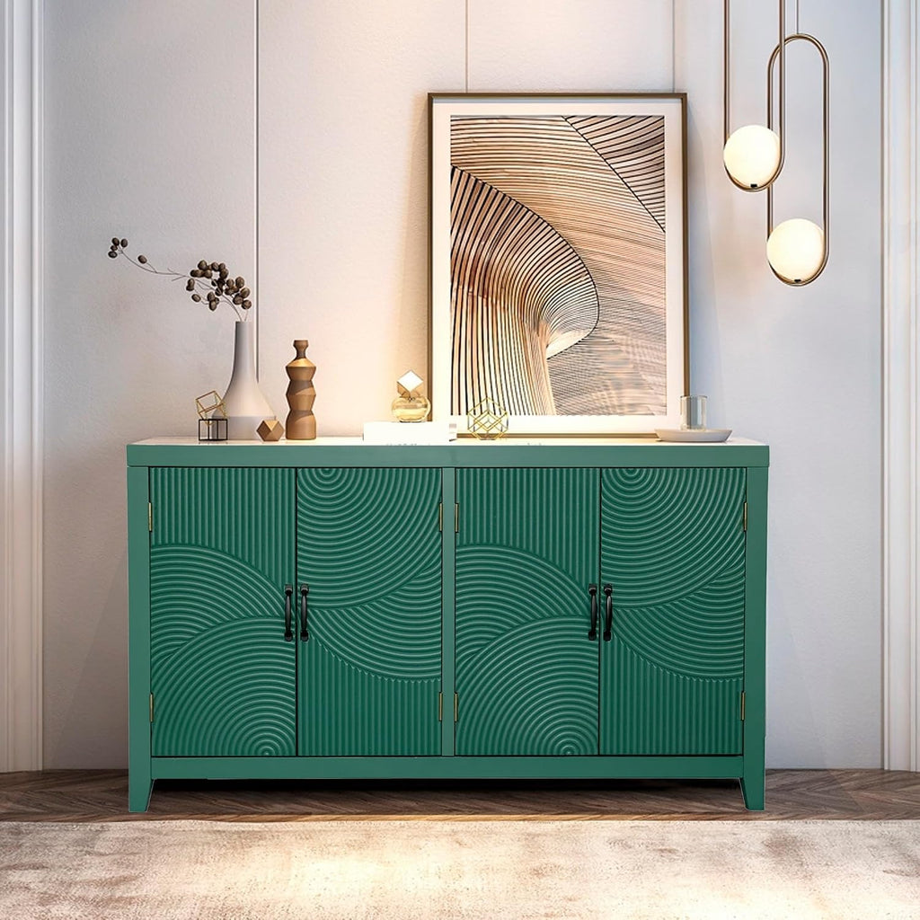 Farmhouse Accent Cabinet with 4 Doors, Mid Century Modern Pantry Cabinet, foe Entryway Living Dining Room Bedroom,for Kitchen Home