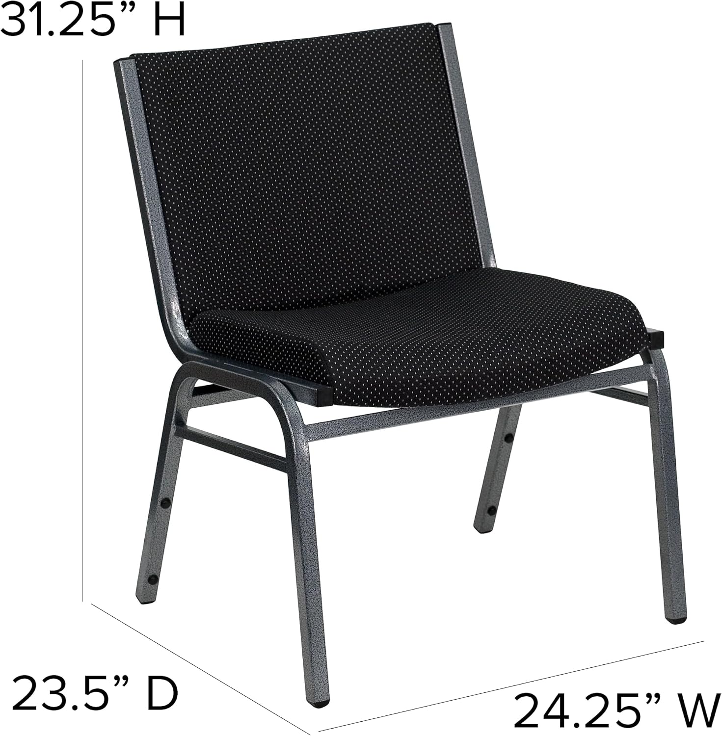 Rated Black Fabric Stack Chair with Ganging Bracket