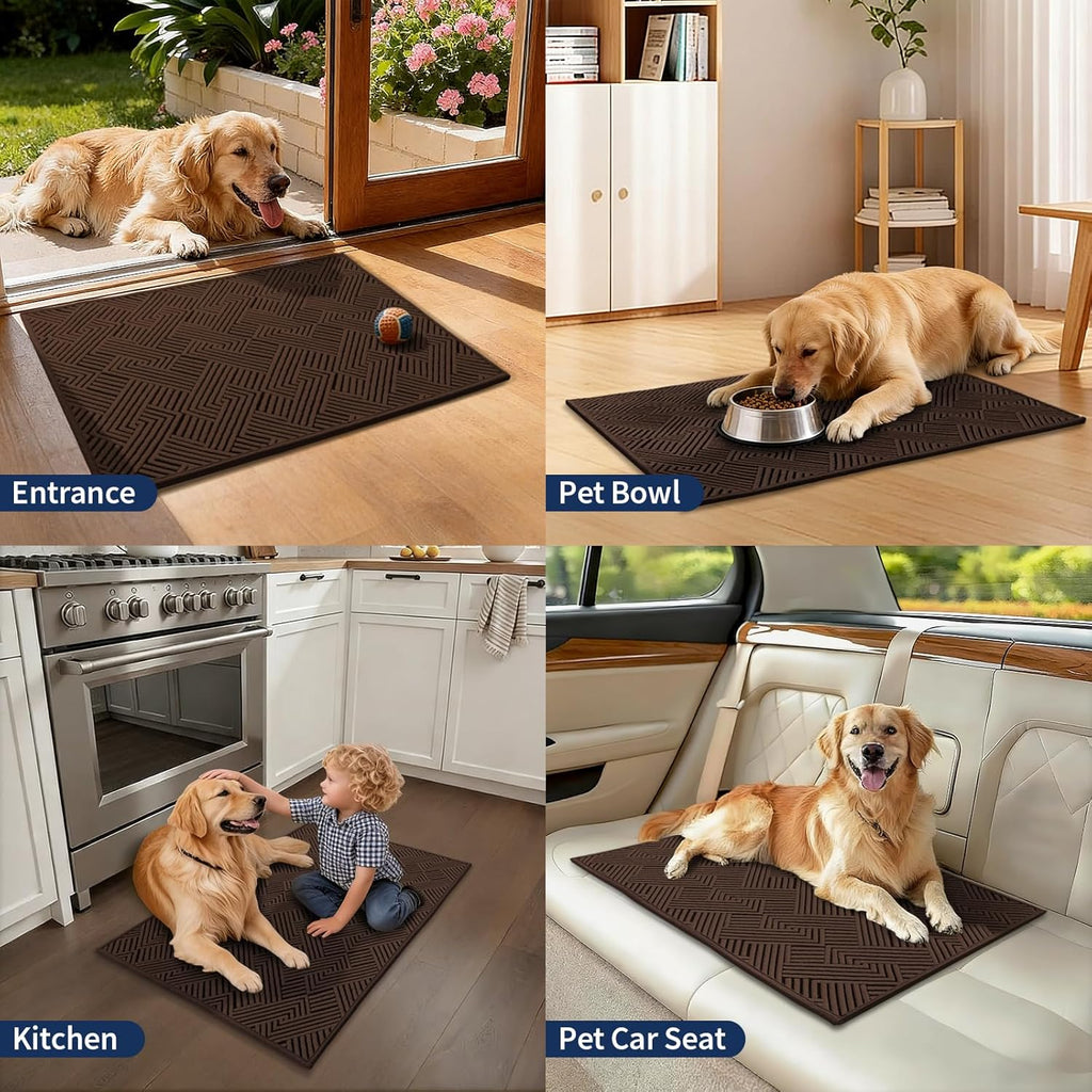 YIHOUSE Indoor Door Mat 24" x 36", Non-Slip Washable Entryway Mat, Dirt Trapper Absorbent Entrance Mat, Low Profile Floor Mat for Front/Back Door, Entryway, Brown