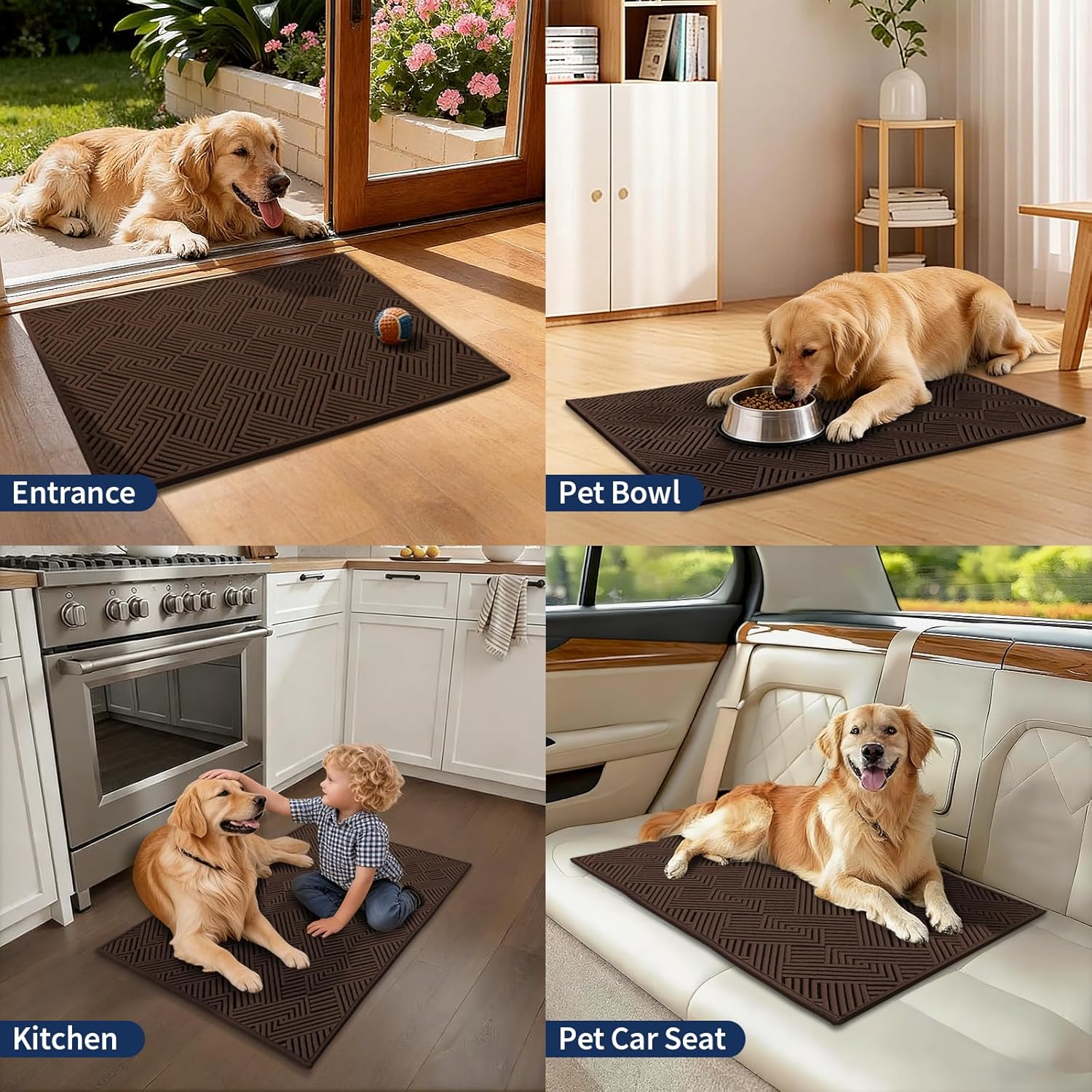 YIHOUSE Indoor Door Mat 24" x 36", Non-Slip Washable Entryway Mat, Dirt Trapper Absorbent Entrance Mat, Low Profile Floor Mat for Front/Back Door, Entryway, Brown