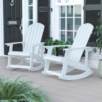 Flash Furniture Savannah Poly Resin Wood Adirondack Rocking Chair - All Weather White Polystyrene - Stainless Steel Hardware - Set of 2