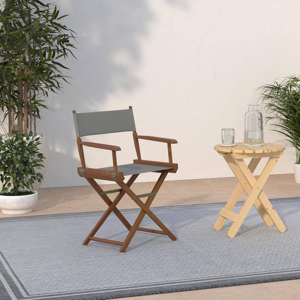 Casual Home 18" Director's Chair Honey Oak Frame with Grey Canvas