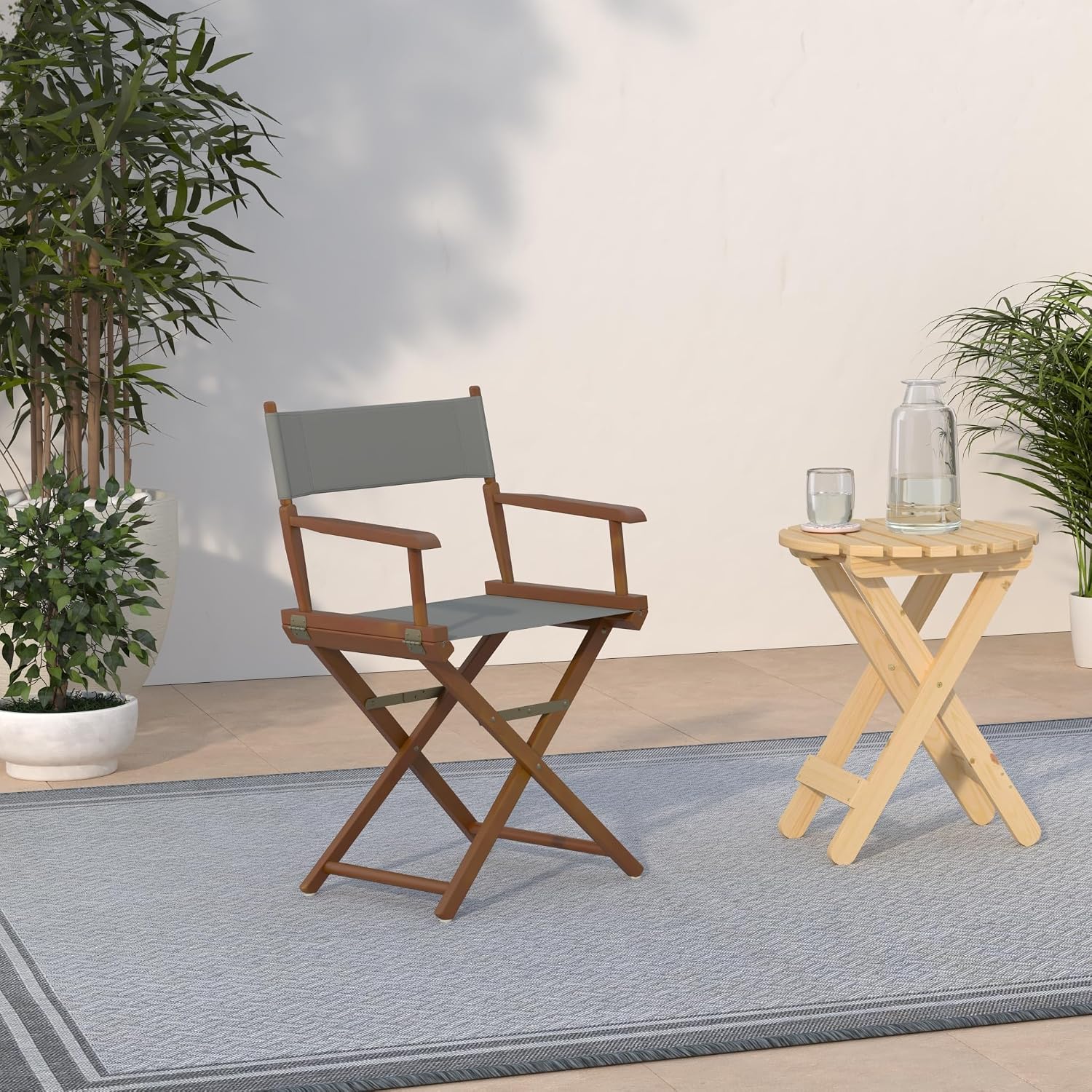 Casual Home 18" Director's Chair Honey Oak Frame with Grey Canvas