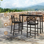 Cozyman Outdoor Bar Table, 55" Patio Bar Height Counter Console Table, Black Waterproof HDPS Slatted Top and Bronze Leg, Weather Resistant, Hot Tub, Balcony, Yard, Indoor or Outdoor Use