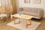 Mid-Century Modern Rectangular Coffee Table, Solid Wood Small Coffee Table with Unique Z-Shaped Legs, Minimalist Natural Wood End Table for Living Room, Apartment, Small Space, Easy Assembly