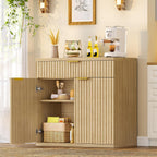 Buffet Sideboard Cabinet with Storage, 31.5" Buffet Table Coffee Bar Wine Bar Storage Cabinet with Adjustable Shelf for Living Room, Kitchen, Natural