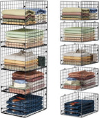 5-Tier Stackable Closet Storage Baskets, Closet Organizers and Storage Shelves, Foldable & Stackable Clothes Storage Bins for Closet System, Closet Shelf Organizer for Home,Black(Patent No. 30022416)