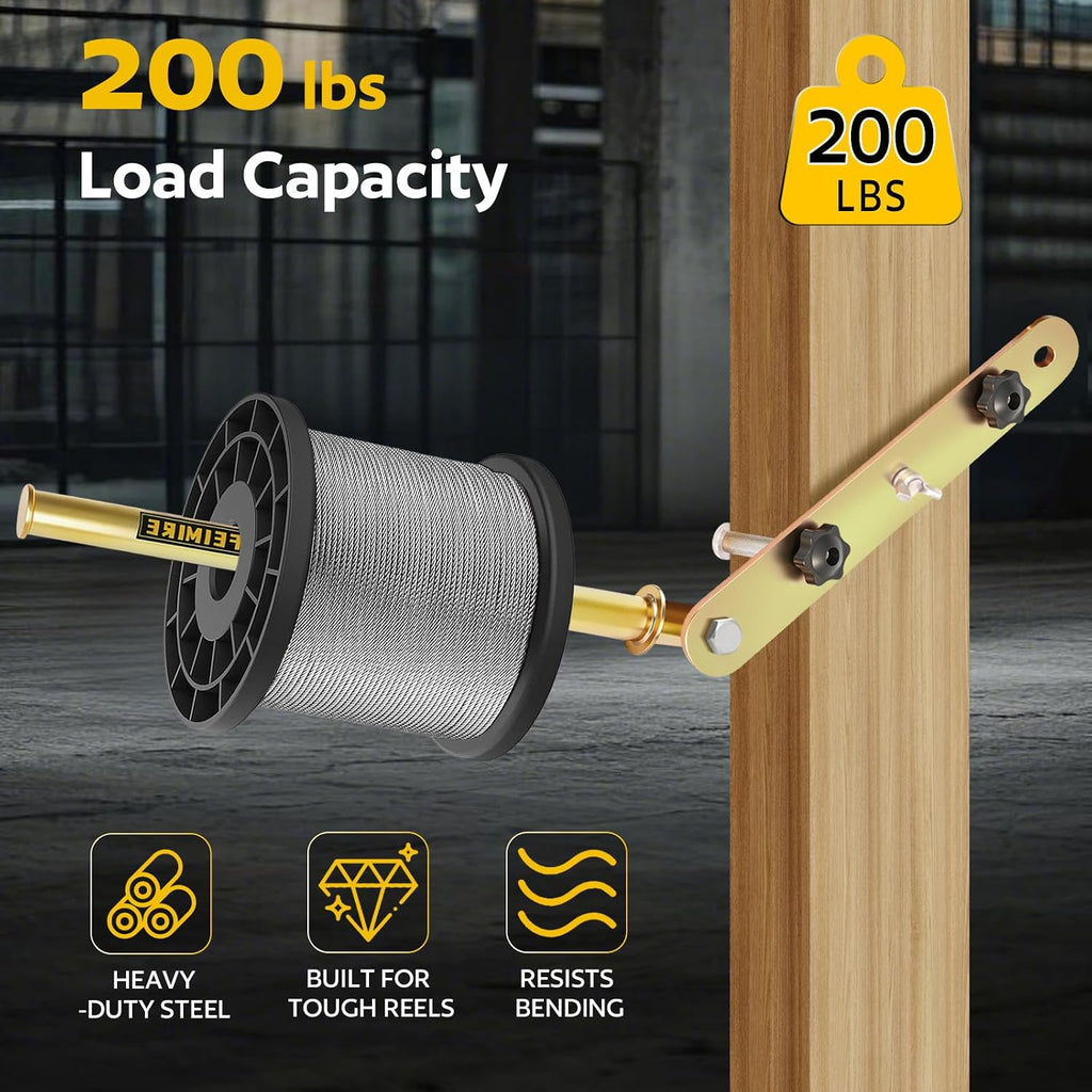 Heavy Duty Stud Mounted Wire Dispenser for Fast Load Dispensing of Wire Reels,Coils, and Cables, 300 lb Capacity Wire Spool Holder for 2x4 and 2x6 Wood Stud(2)
